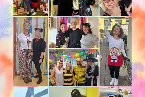 Teamfoto mit Kostümen