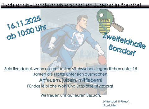 Tischtennis Landesmeisterschaften der Jugend in Borsdorf